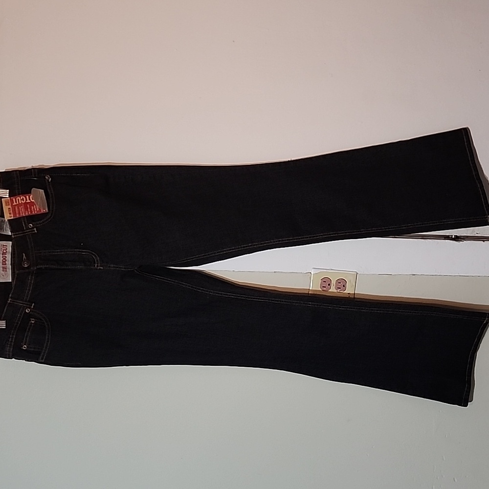 FADED GLORY Bootcut 32×34 Black 5- Pocket Denim Jeans Stretch Sz 8 NWT